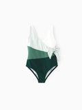 Toddler Girl Colorblock Wrap Side V-Neck Swimsuit MultiColour
