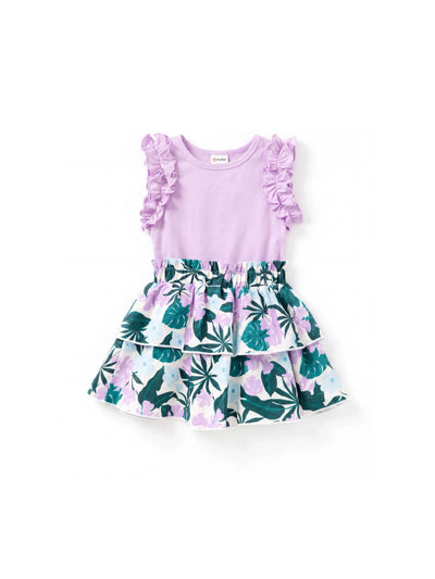 Fresh Market Toddler Girl Tropical Floral Tiered Dress Purple