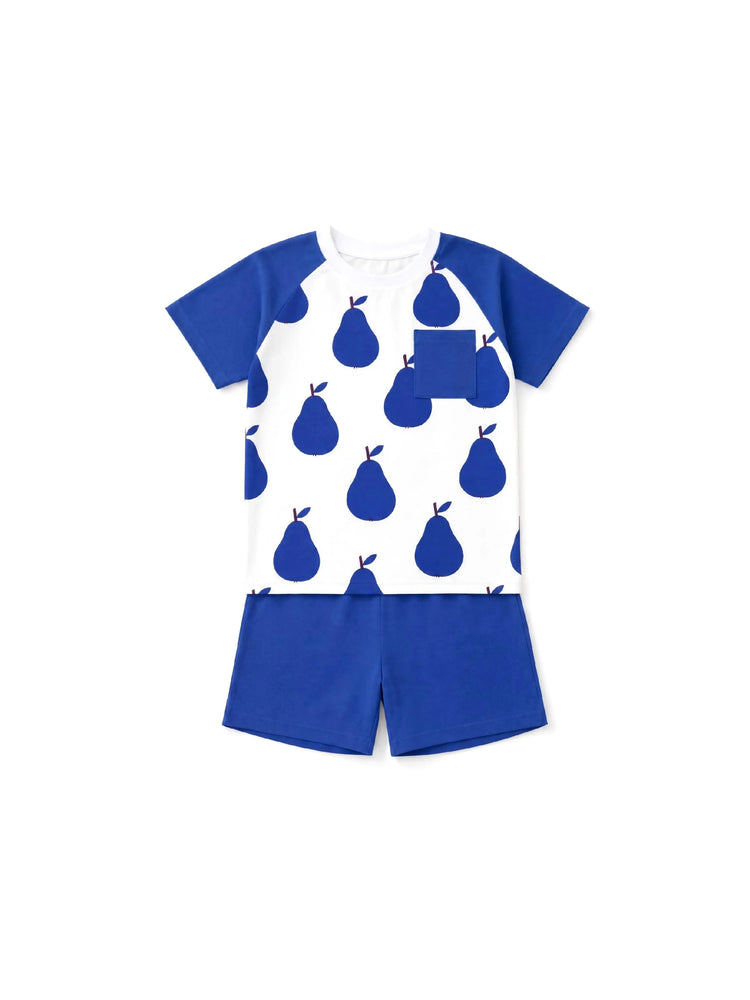 Fresh Market Toddler Boy Vegetable Top & Shorts Set Dark Blue+white