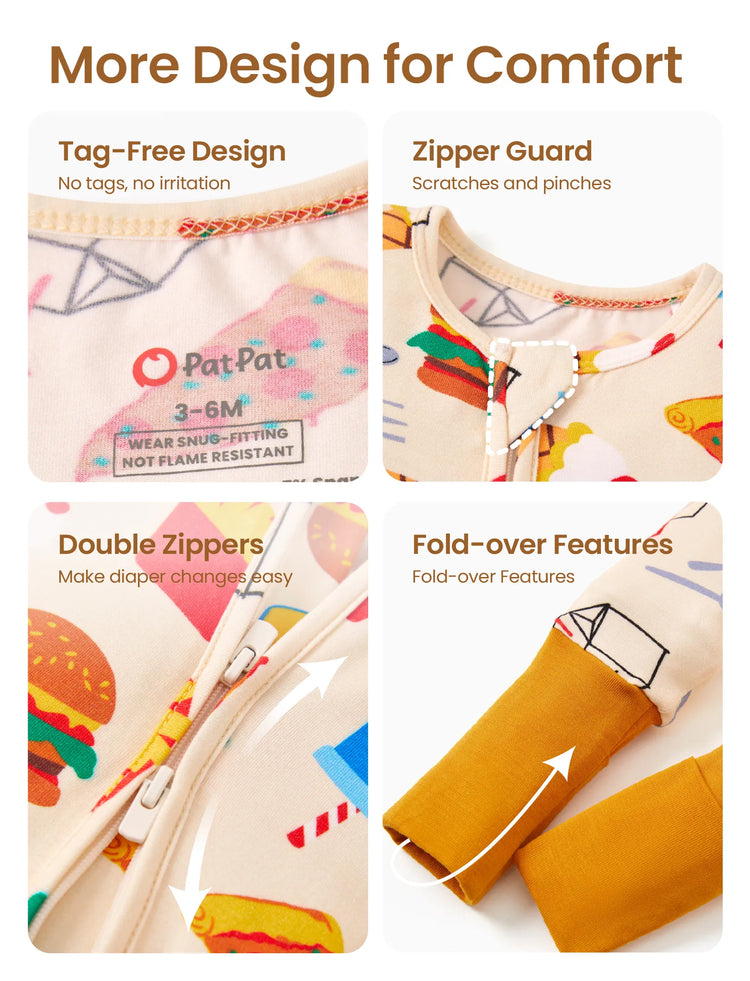 Pyjama en bambou pour bébé/fille avec imprimé enfantin (ajusté) marron