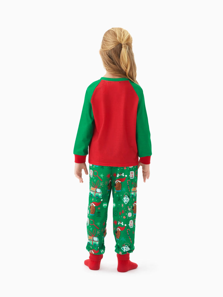 Scooby Doo Christmas Matching Family Pajamas Set Christmas Gift Car Pattern Long-sleeve Red and Green PJS with Christmas Socks Red