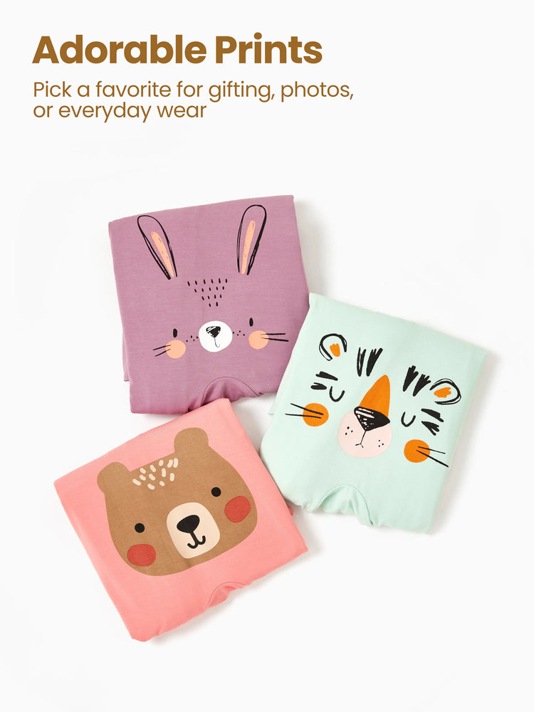 Bambus Baby Junge / Mädchen Kindliches Tiermuster 2-Wege-Reißverschluss Strampler Footie  grün