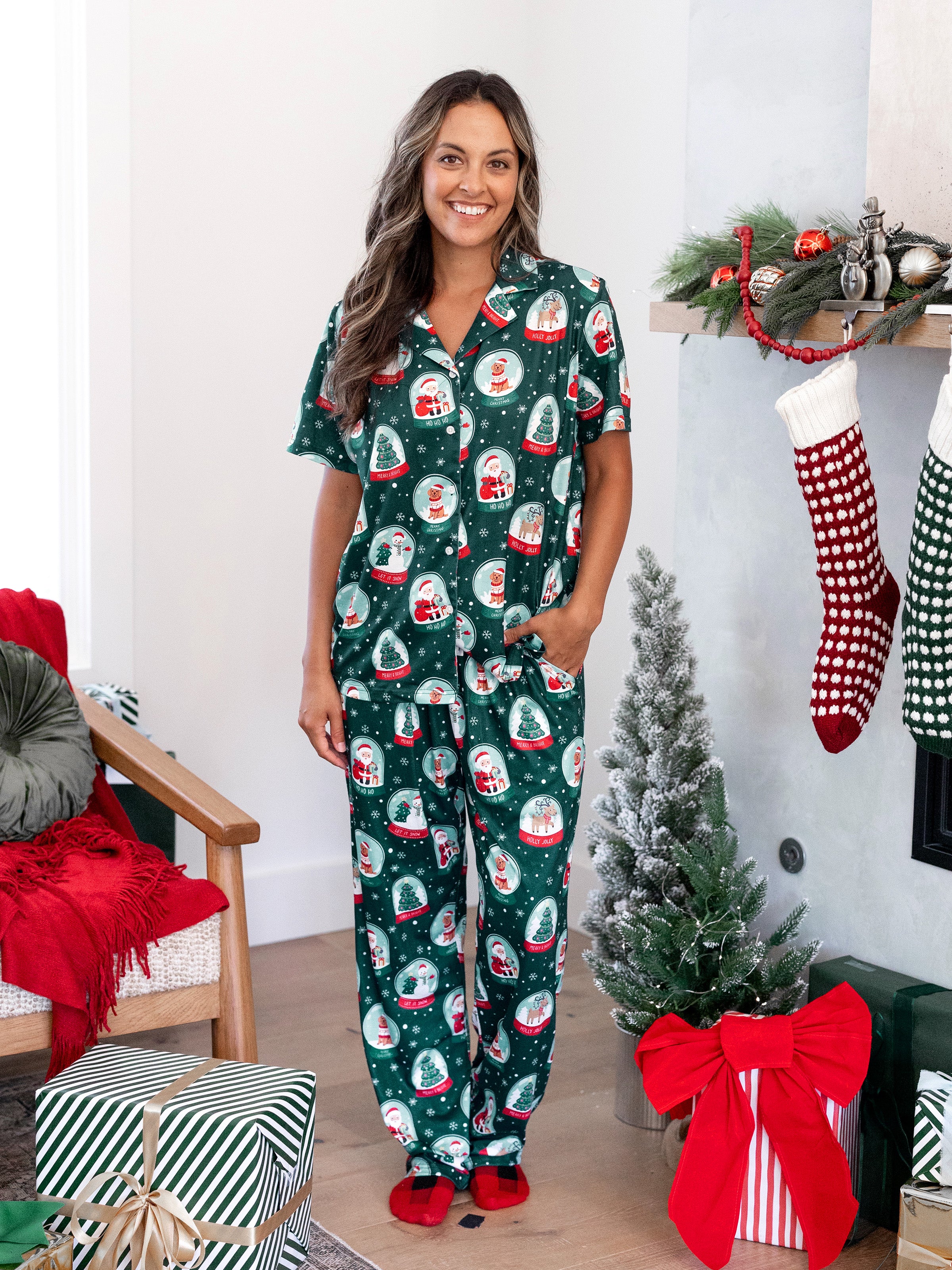 Pyjama Famille Noël - Ensemble Assorti Homme, Femme, Enfant Avec Imprimé Festif Et Poches - Coton Chaud Pour Soirées De Fête