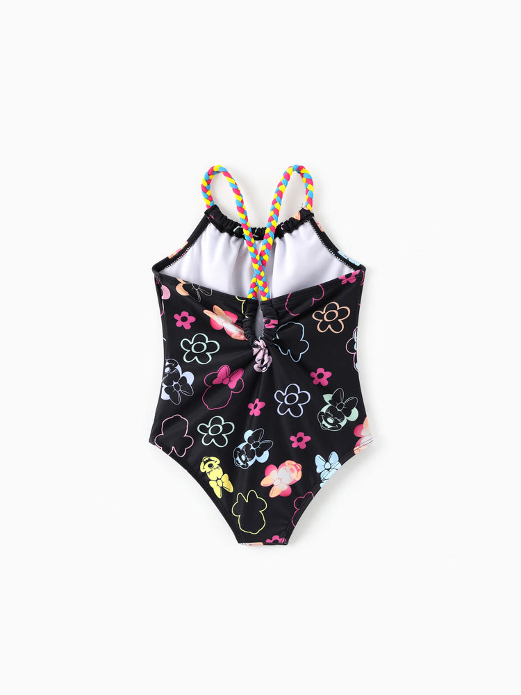 Disney Mickey and Friends Toddler/Kid Girl 1pc Minnie Mouse Floral Print Swimsuit Black