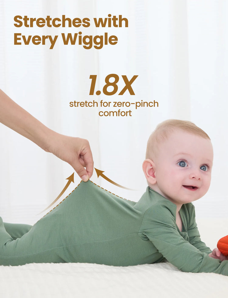 Bambus Baby Junge / Mädchen 3er-Pack Fest & Regenbogen Bedruckt 2-Wege-Reißverschluss Strampler Anti-Rutsch Langarmfußball grün