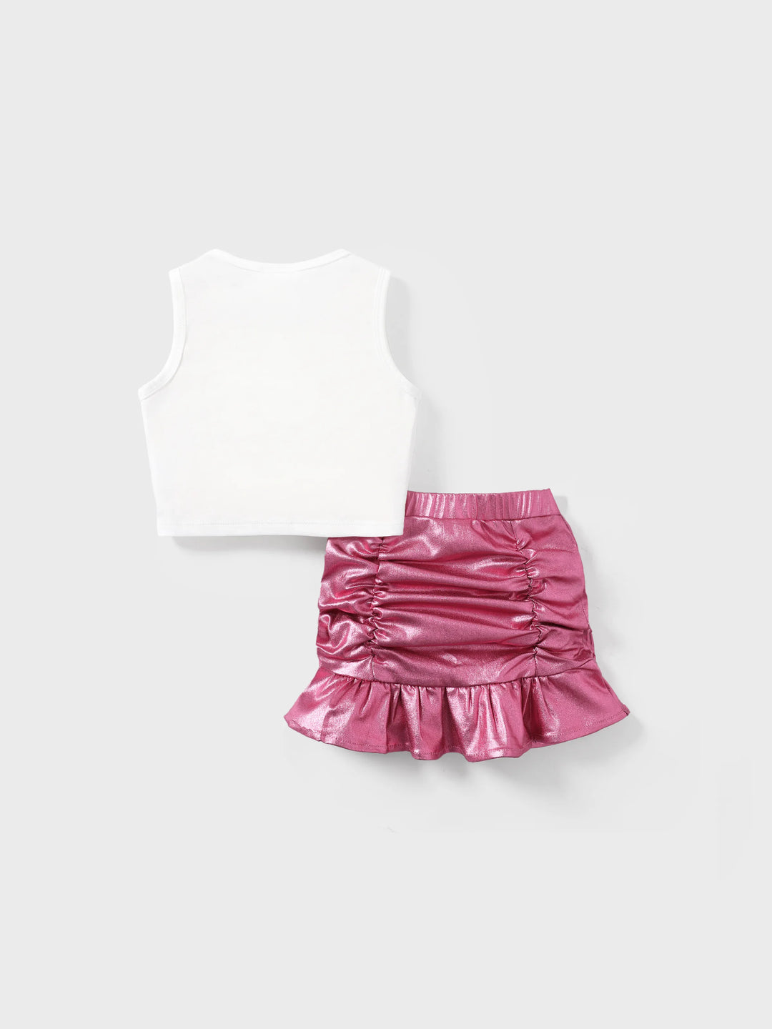 Barbie 2pcs Toddler/Kid Girl Alphabet Twist Tank Top with Pencil Skirt Set
 PinkyWhite