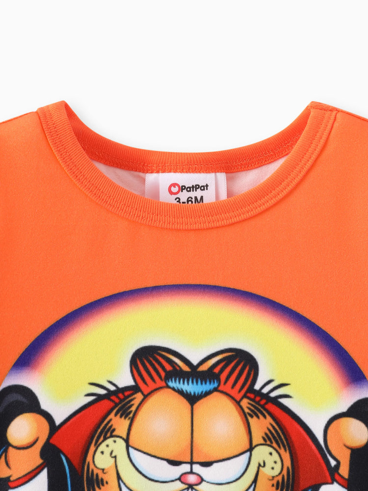Combinaison à manches longues Garfield pour bébé garçon/fille, motif chauve-souris, orange, 1 pièce