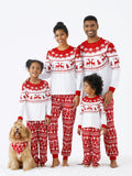 Christmas Reindeer and Snowflake Print Family Matching Pajamas Sets with Christmas Socks Red