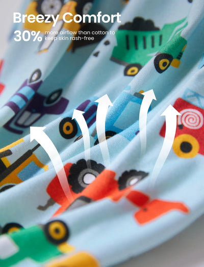 Toddler / Kids Christmas / Halloween Pajamas 3-Piece Bamboo Pajama Set 2-in-1 Look for 4 Seasons (Snug-Fitting) Light Blue