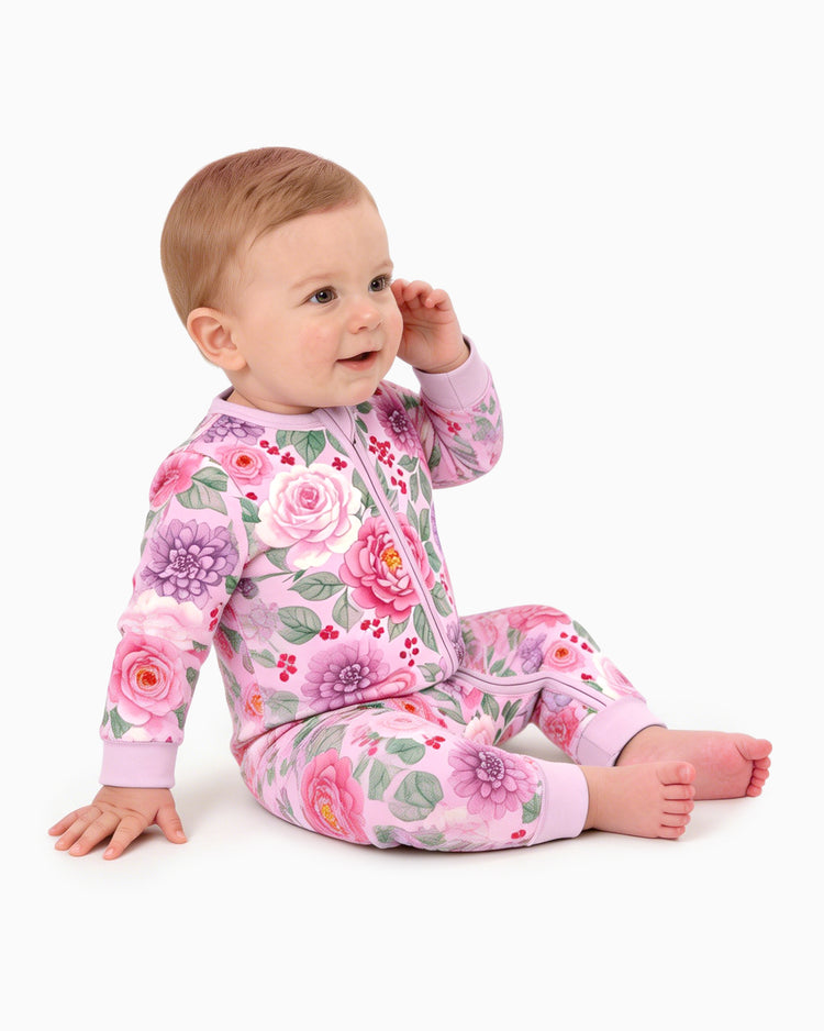 Bloom & Blossoms Bamboo Zip-Up Baby Pajamas