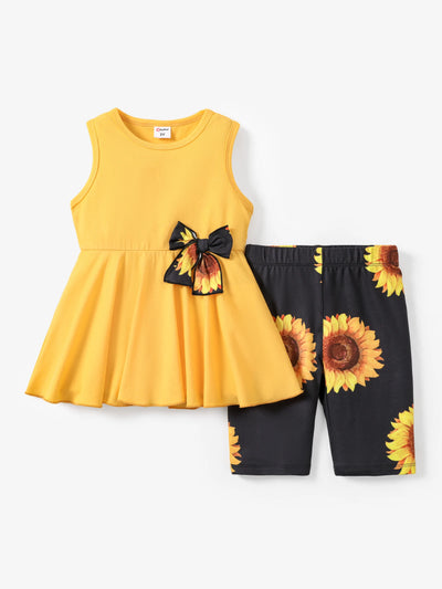 Toddler/Kid Girl 2pcs Tunie Top and Leggings Set Yellow