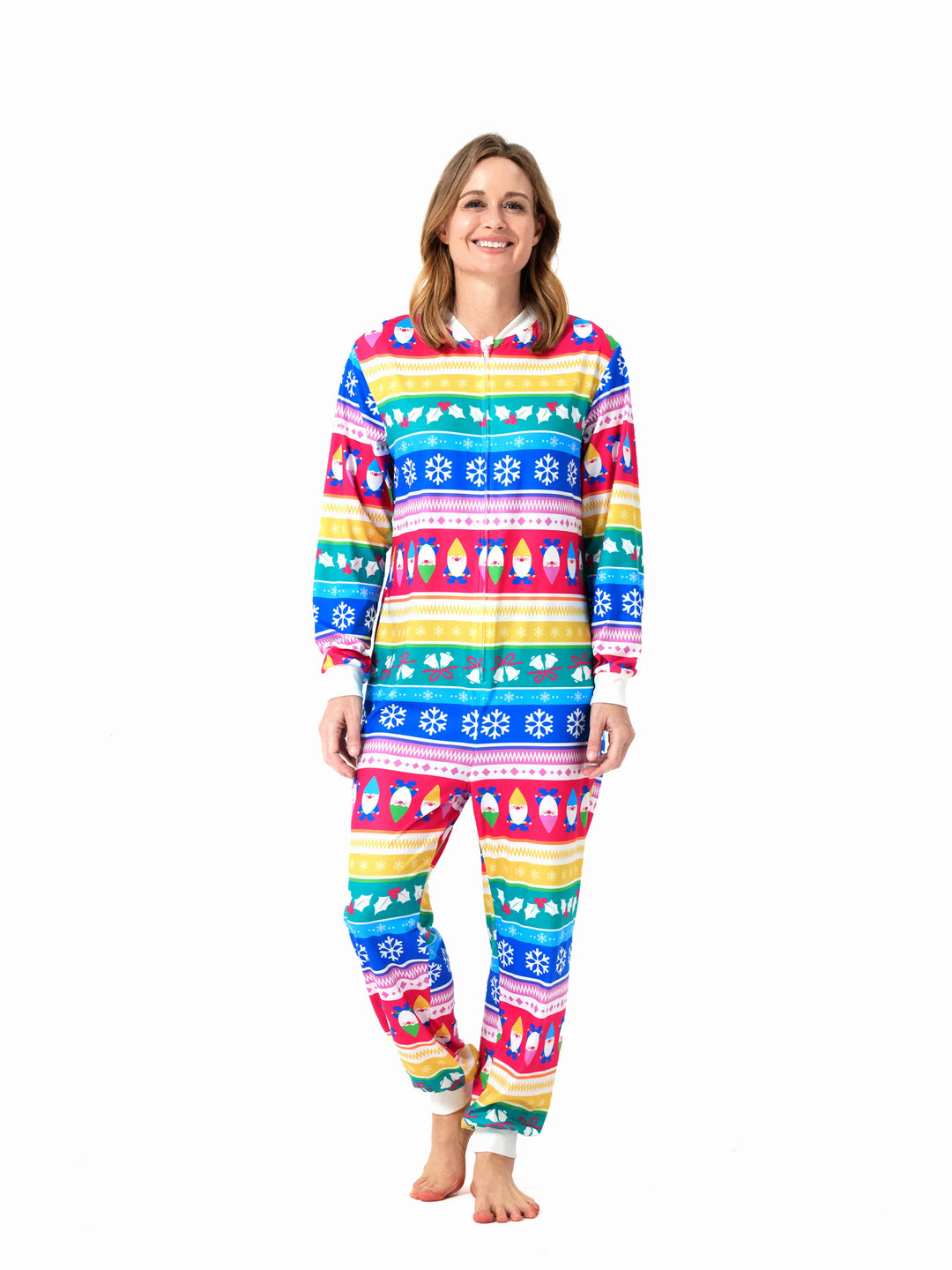 Christmas Matching Family Pajamas Set Christmas Gnome Striped PJS with Christmas Socks Multi-color