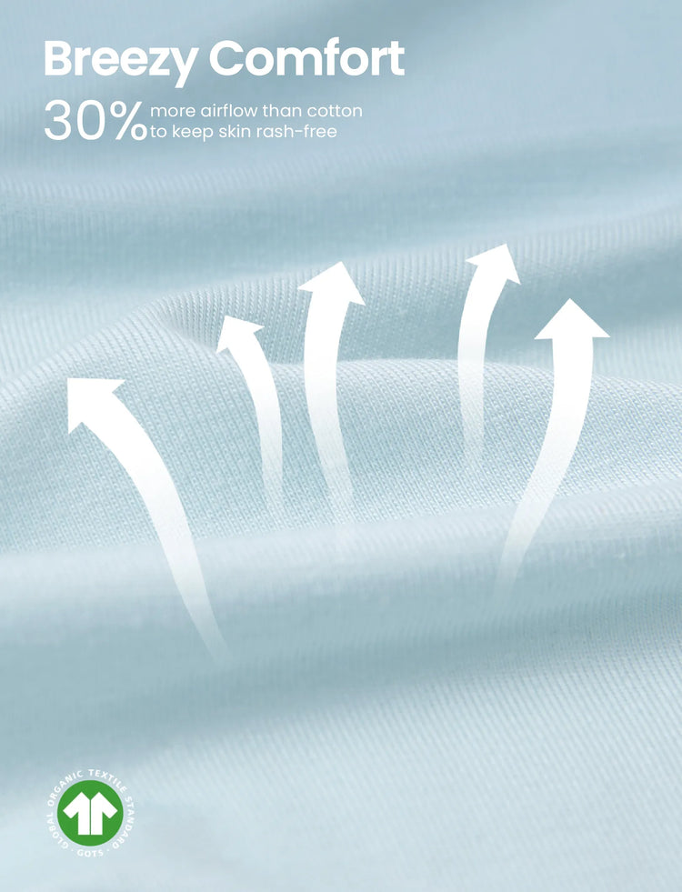 Grenouillère en bambou pour bébé garçon/fille, fermeture éclair à double sens, antidérapante, motif alimentaire enfantin, vêtements de nuit en bambou (bien ajustés)
 Turquoise