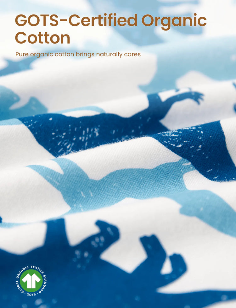 Kleinkind / Kinder 4-teiliger Pyjama aus Bio-Baumwolle 4-in-1 PJ Snug Fit Pjs für Mädchen / Jungen hellblau