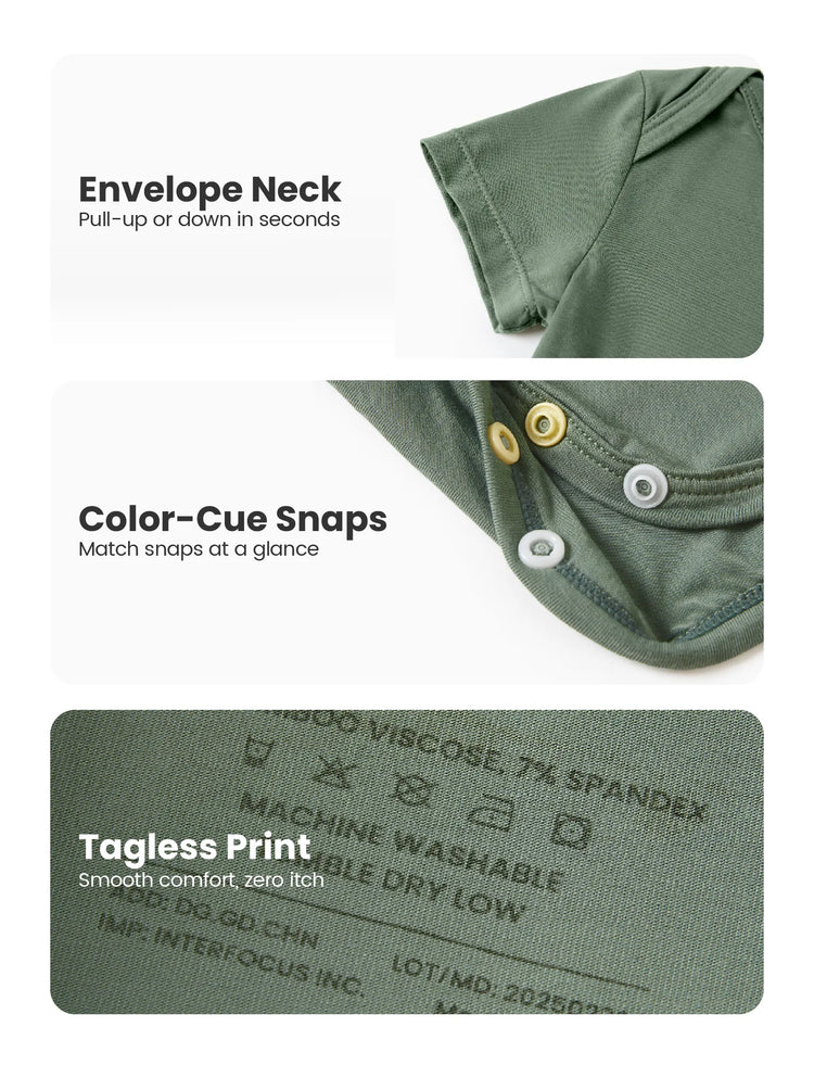 Bambus Baby Junge/Mädchen 2er-Pack Solid & Printed Strampler Set grün