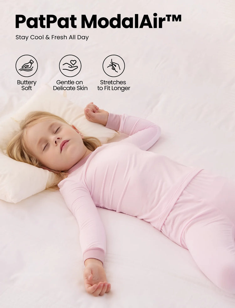 Pyjama 2 pièces en Tencel Modal pour bébé fille/garçon (coupe ajustée) rose