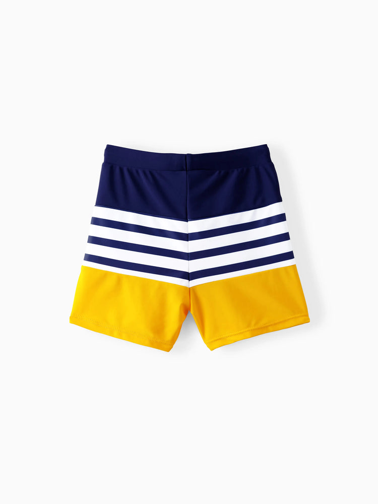 Family Matching Stripe & Colorblock Spliced One Piece Swimsuit or Swim Trunks Shorts ColorBlock