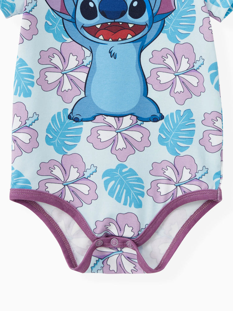 Disney Stitch Family Matching Naia? Stitch and Hawaii Style Floral Print Sleeveless Dress/Onesie£¯Shirt Multi-color