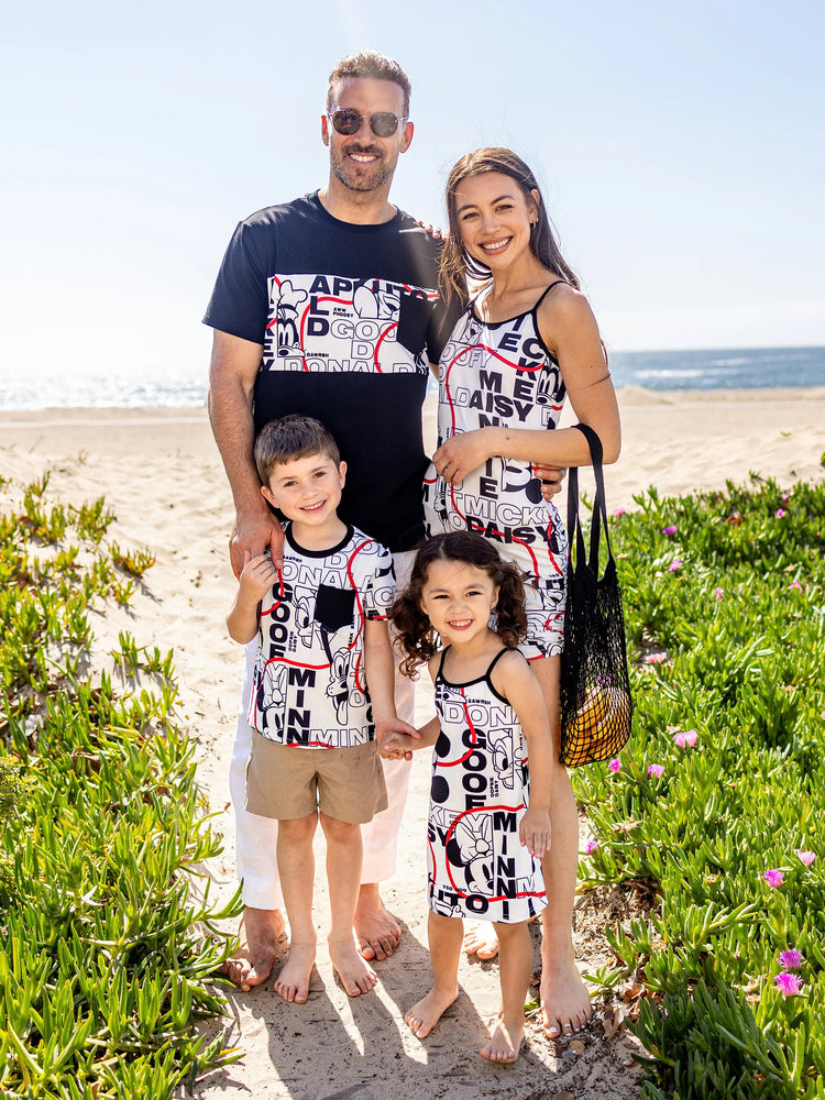 Robe/T-shirt/Combinaison Décontractée Assortie Famille Disney Mickey et ses Amis Graffiti Noir