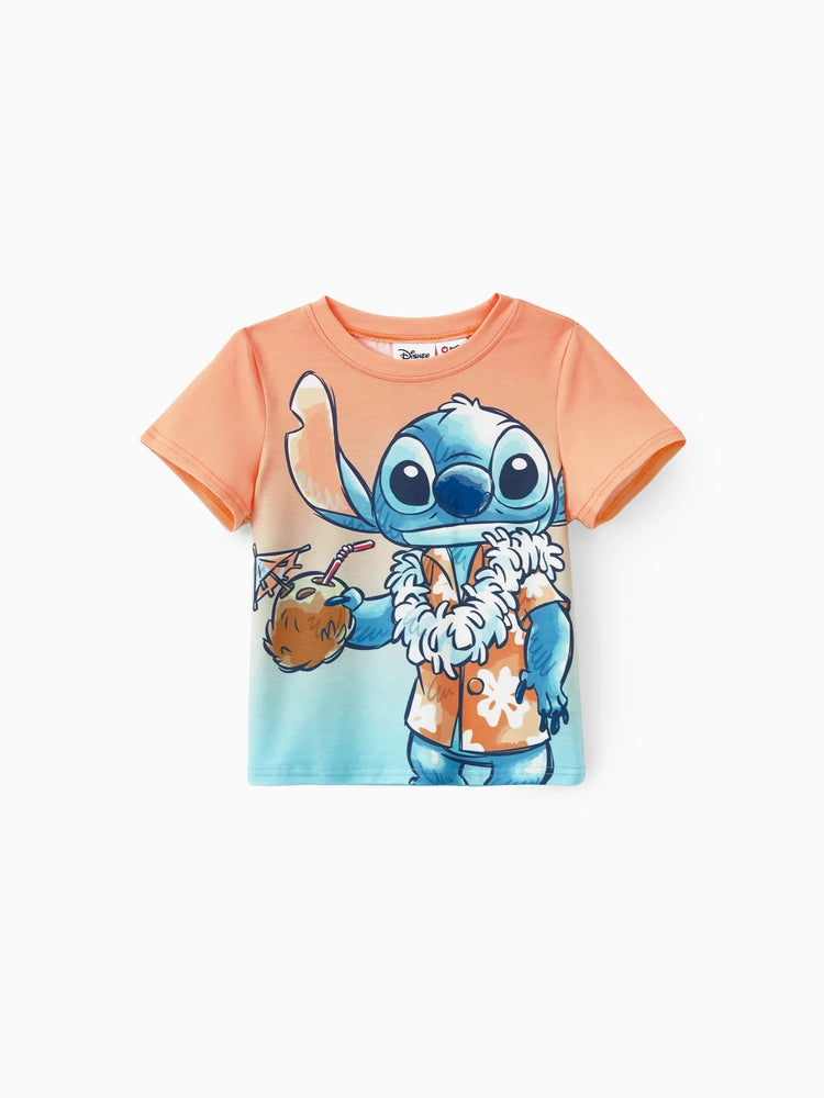 Ensemble assorti Disney Stitch Family, t-shirt et robe sans manches à imprimé dégradé de fleurs tropicales, multicolore