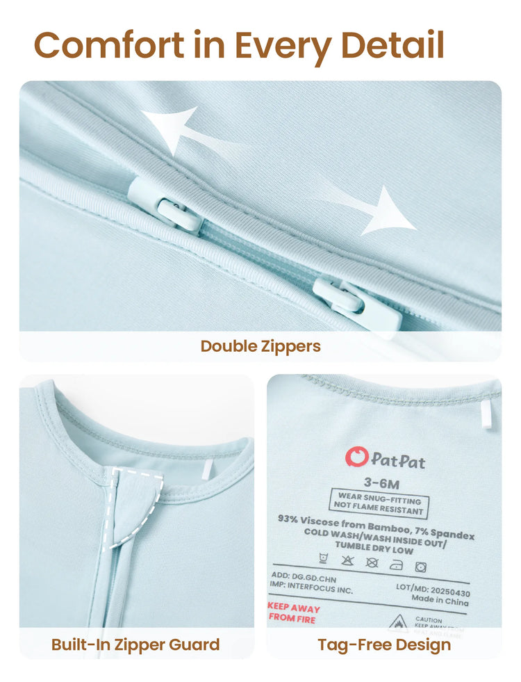 Grenouillère en bambou pour bébé garçon/fille, fermeture éclair à double sens, antidérapante, motif alimentaire enfantin, vêtements de nuit en bambou (bien ajustés)
 Turquoise