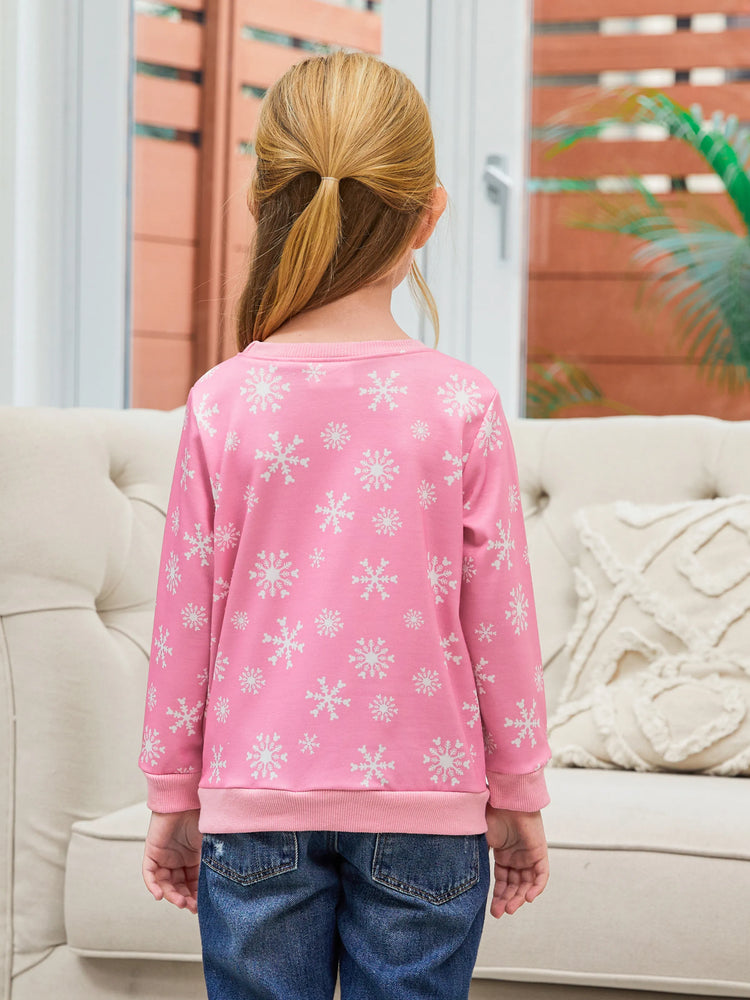 Disney Mickey and Friends Toddler Girl Minnie Christmas Character Print Sweatshirt Light Pink