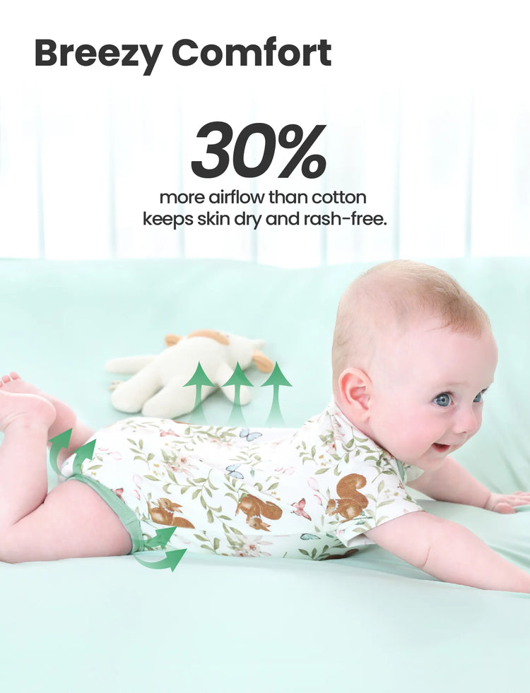 Bambus Baby Junge/Mädchen 2er-Pack Solid & Printed Strampler Set hellgrün