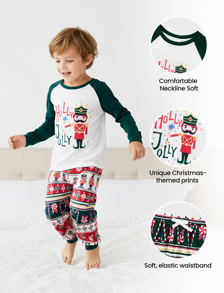Matching Family Christmas Long Raglan Sleeves Nutcracker Pajamas Sets MultiColour