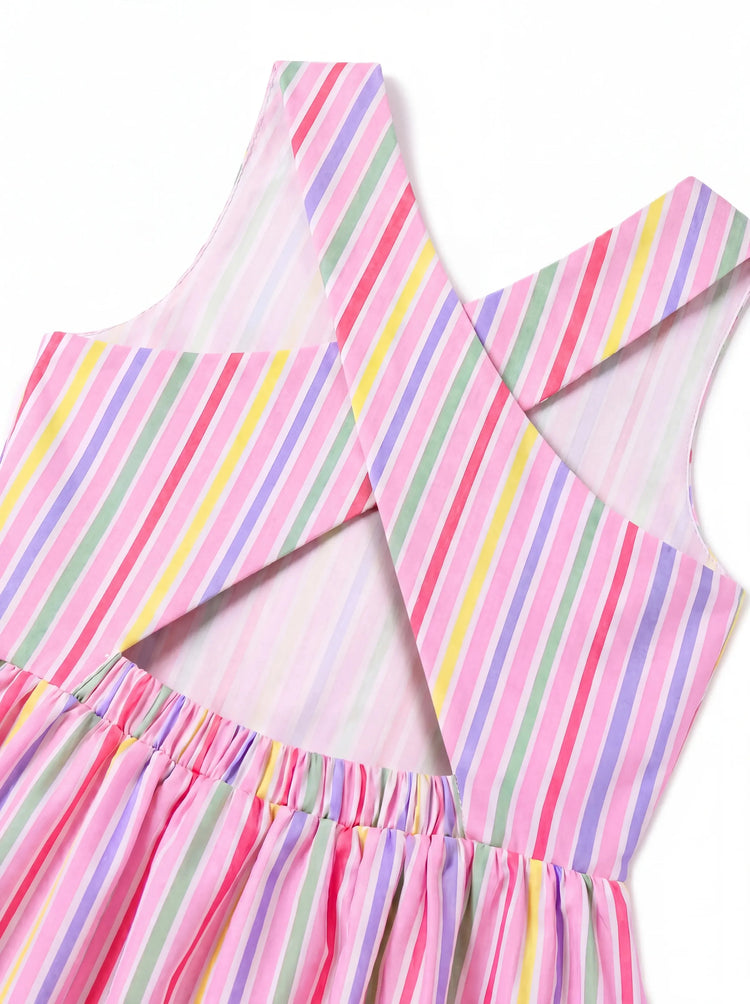 Ocean Vibes Toddler Girl Crossback Dress Pink