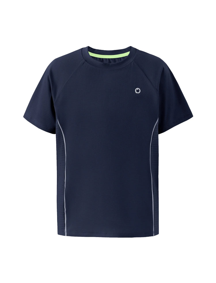 T-shirt de sport PatPat Rapidair Activewear pour enfant garçon/fille, à séchage rapide et à refroidissement instantané, UPF 100+, anti-éruption cutanée, bleu foncé