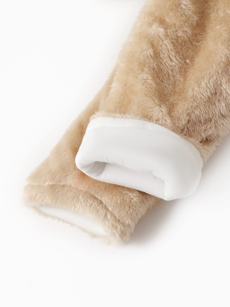 Baby Junge/Mädchen Bärenstil Kapuzenpullover aus Fleece khaki