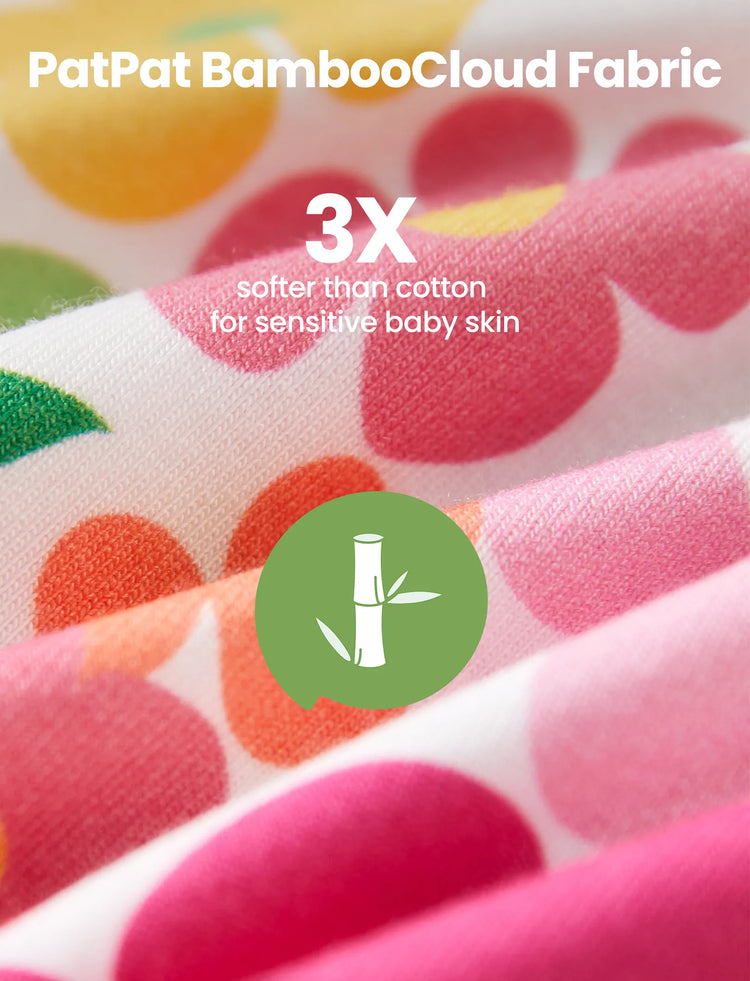 Bamboo Baby Boy/Girl Animal Printed 2-Way Zipper Anti Slip Long-sleeve Footie with Hairband Dark Pink