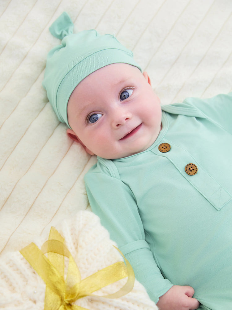 Bambus Baby Schlafsack für Jungen/Mädchen mit Hut hellgrün