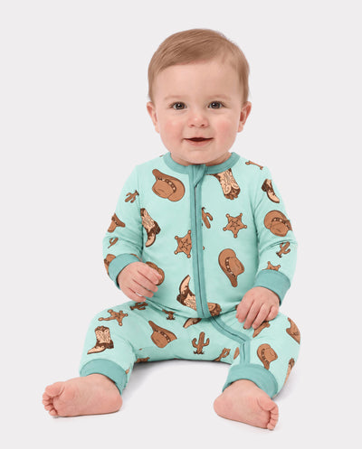 Patpat Baby Neutral 1pc Floral Bamboo Blend Snug Fitting Zip Up Footless Pajamas Khaki