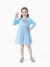 Robe Cendrillon Naia pour petite fille, style princesse Disney, en tulle fleuri gris bleuté.