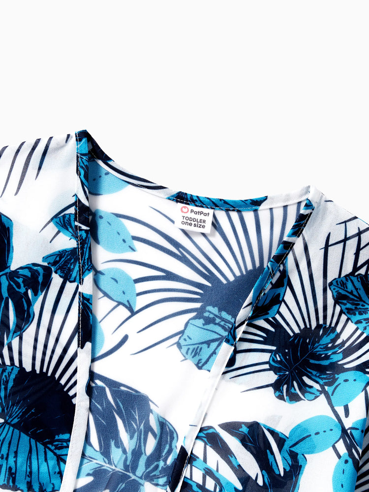 Family Matching Drawstring Swim Trunks or Cut Out Lace UP Back One-Piece Swimsuit BLUEWHITE