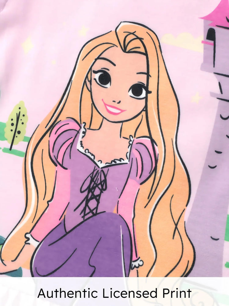 Conjunto de 2 piezas de top con volantes y leggings de rayas con estampado de Rapunzel Naia™ para niña pequeña de Disney, color rosa