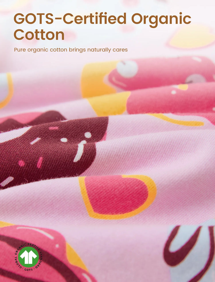 Kleinkind / Kinder 4-teiliger Pyjama aus Bio-Baumwolle 4-in-1 eng anliegendes Pajama-Set für Mädchen hellblau