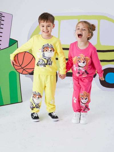 Conjunto de sudadera y pantalones Skye que brillan en la oscuridad para niña pequeña de la Patrulla Canina, 2 piezas, Roseo