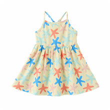 Ocean Vibes Baby Girl Starfish Print Crisscross Back Dress Yellow