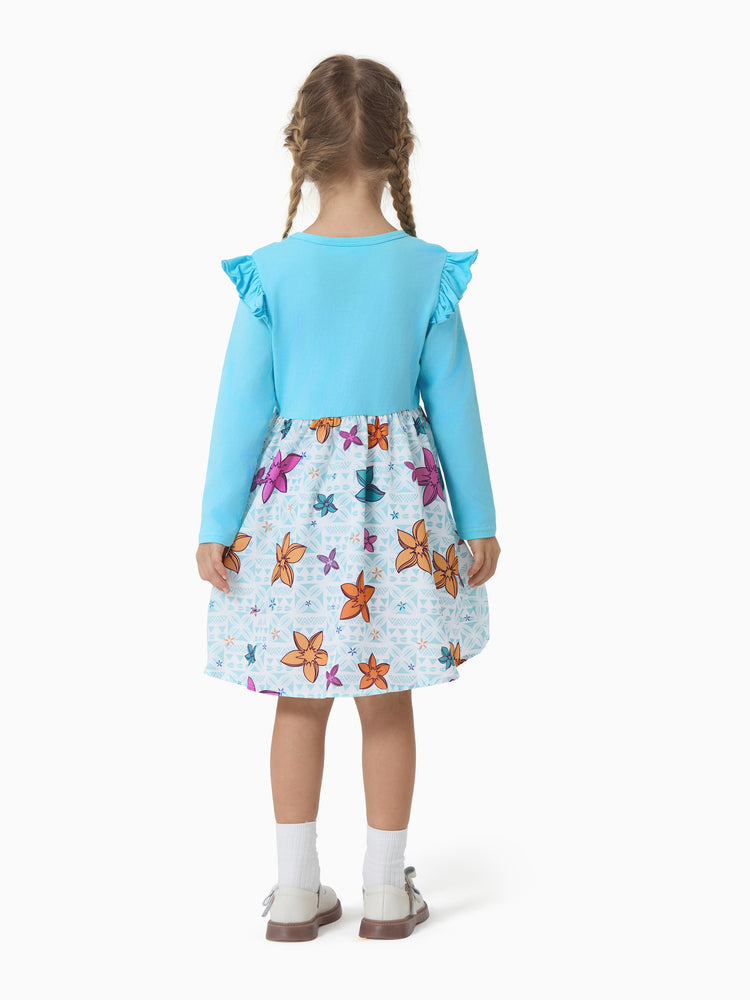 Disney Princess Toddler Girl Moana Childlike Ruffle Flutter-sleeve Dress Turquoise
