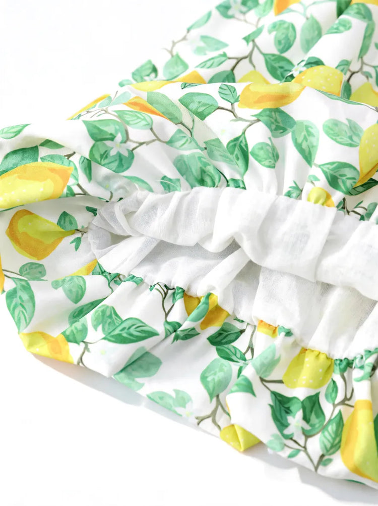 Fresh Market Toddler Girl Lemon Print Dress Yellow+White