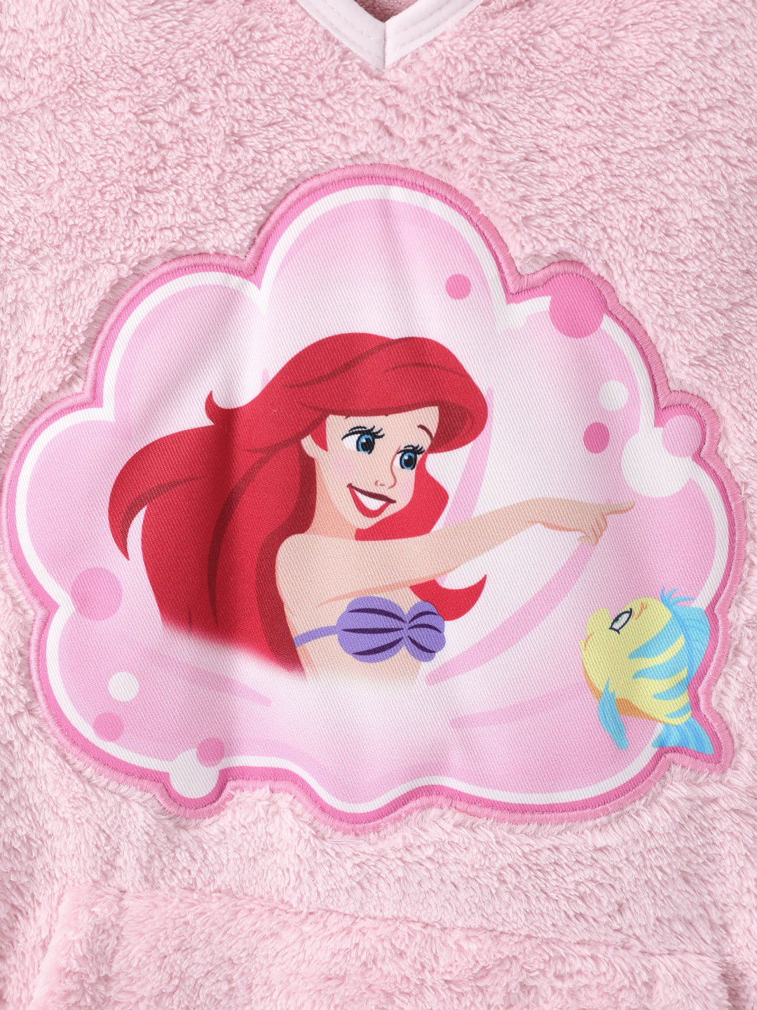 Disney Prinzessinnen Kleinkind-/Mädchen Arielle Kapuzen-Frottee-Strandponcho in Hellrosa.
