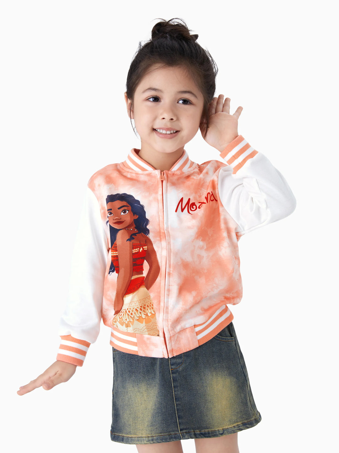 Disney Princess Toddler Girls Moana Tie-die Print Bomber Jacket Orange