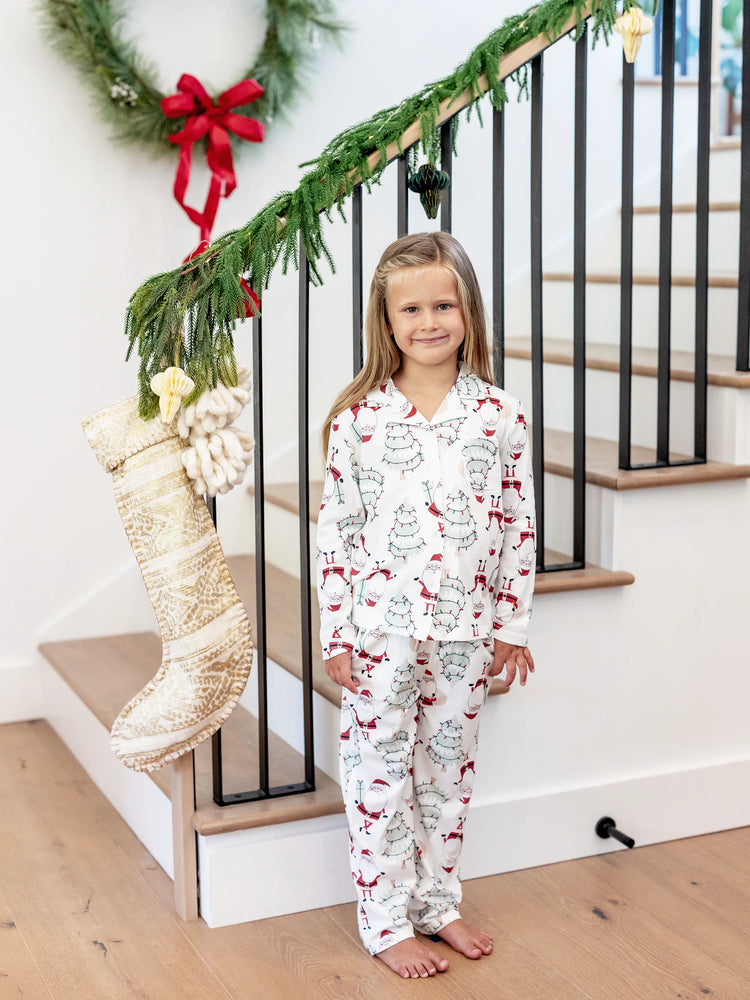 Ensemble pyjama de Noël assorti pour toute la famille, imprimé gnome blanc, avec chaussettes de Noël blanches