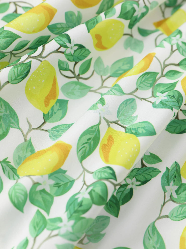 Fresh Market Toddler Girl Lemon Print Dress Yellow+White