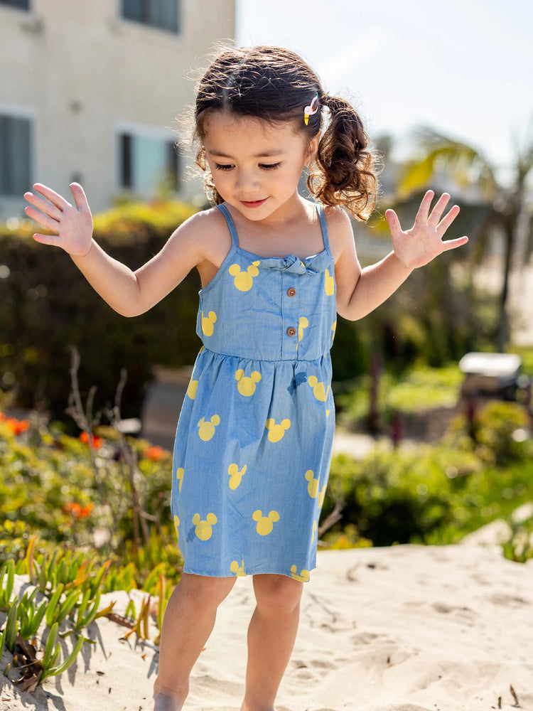 Mommy and Me Disney Mickey and Friends Family matching Mickey Mouse Allover Print Denim Dresse/Jumpsuit/T-shirt Blue