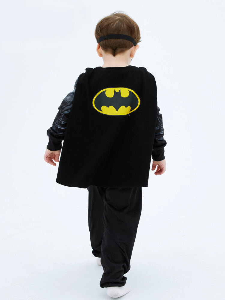 Justice League Toddler Boy Superman/Batman 3pcs Cosplay Costume with Removable Cloak Set Grey