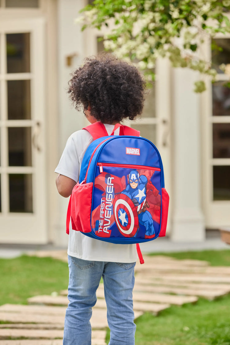 PatPat Marvel Captain America Kids Backpack for Daycare and Kindergarten, Roomy Toddler Daypack with Comfortable Padded Straps Blue