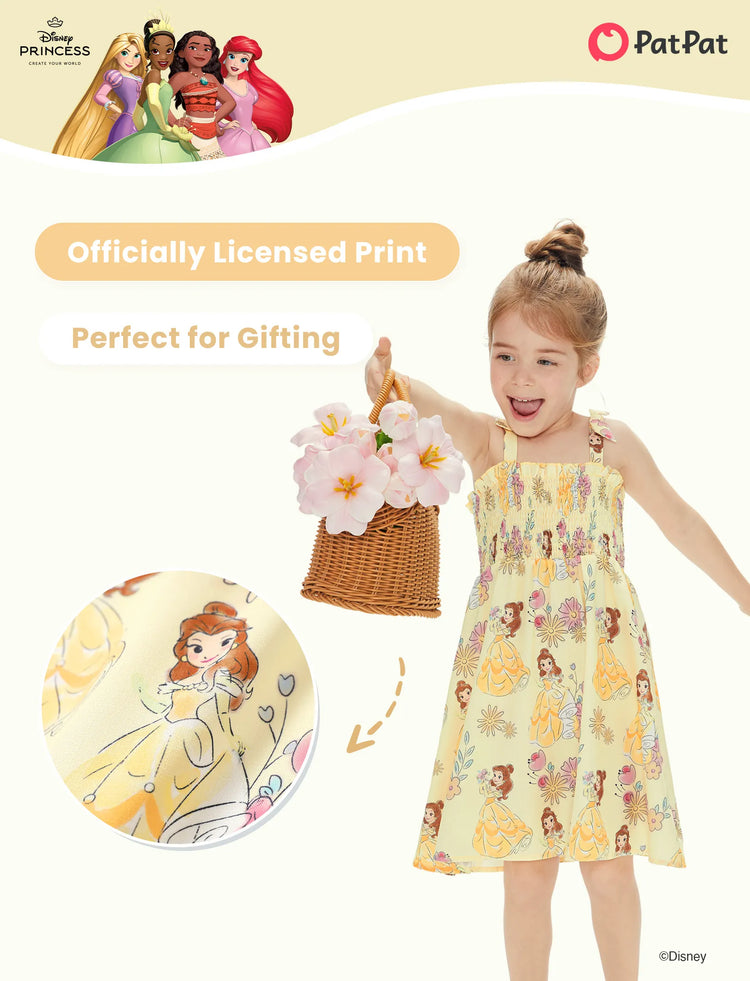 Robe à imprimé floral Disney Princess Belle pour petite fille, jaune